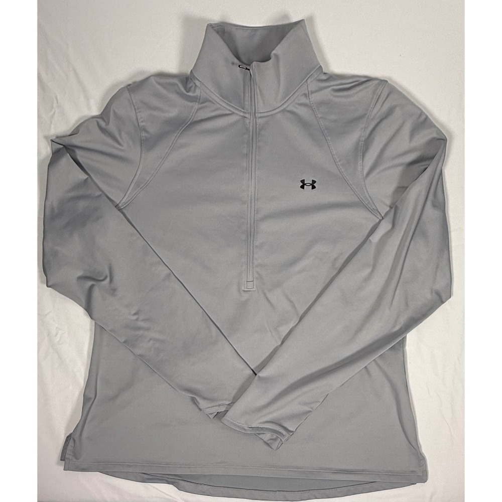 Under Armour ColdGear Womens XL Gray Fitted Quarter Zip Pullover Long Sleeve Top